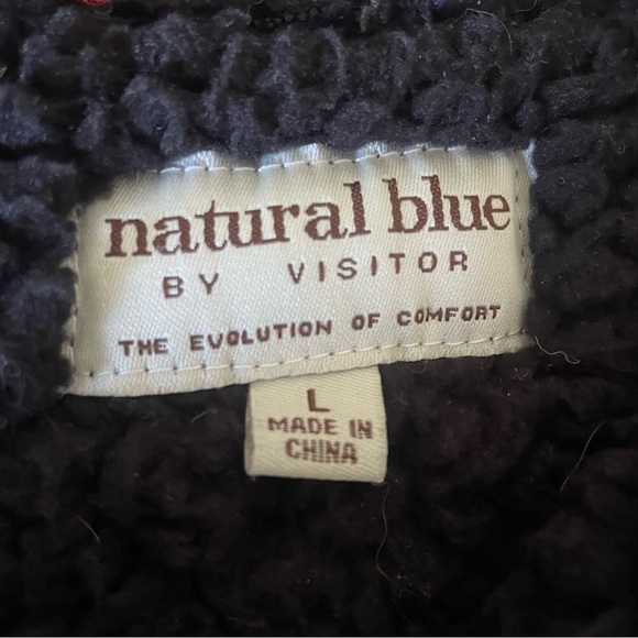 Natural Blue mens Blue Textured Sweater 1/4 zip fleece size large - Picture 5 of 6